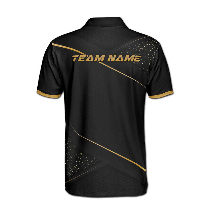 Custom Name Pickleball Paddle Gold Dust Black 3D Men's Polo Shirt S-5XL