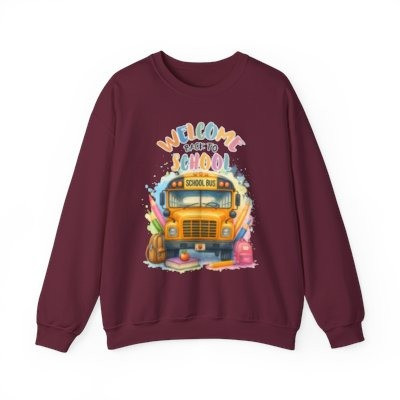Welcome Back To School Colorful School Bus Teacher Student Sweatshirt Adult S-5XL