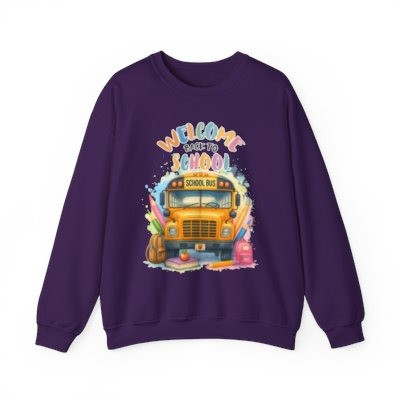 Welcome Back To School Colorful School Bus Teacher Student Sweatshirt Adult S-5XL