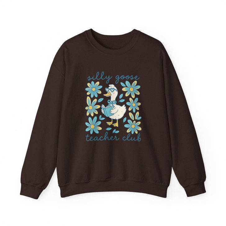 Funny Silly Goose Floral Teacher Club Sweatshirt Back To School Adult S-5XL
