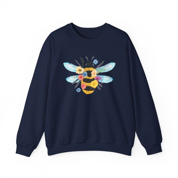 Cute Floral Bee Sweatshirt Honeybee Gift Adult S-5XL