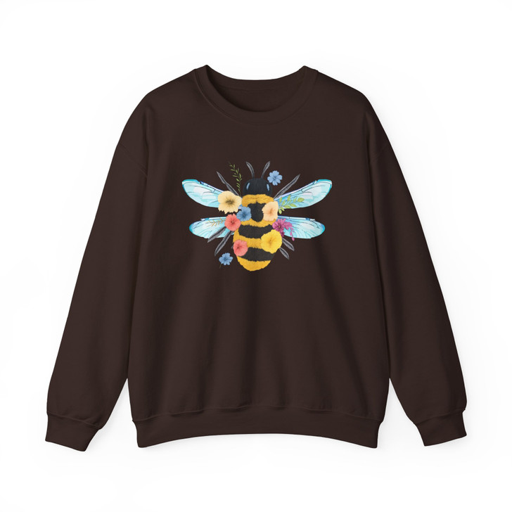 Cute Floral Bee Sweatshirt Honeybee Gift Adult S-5XL