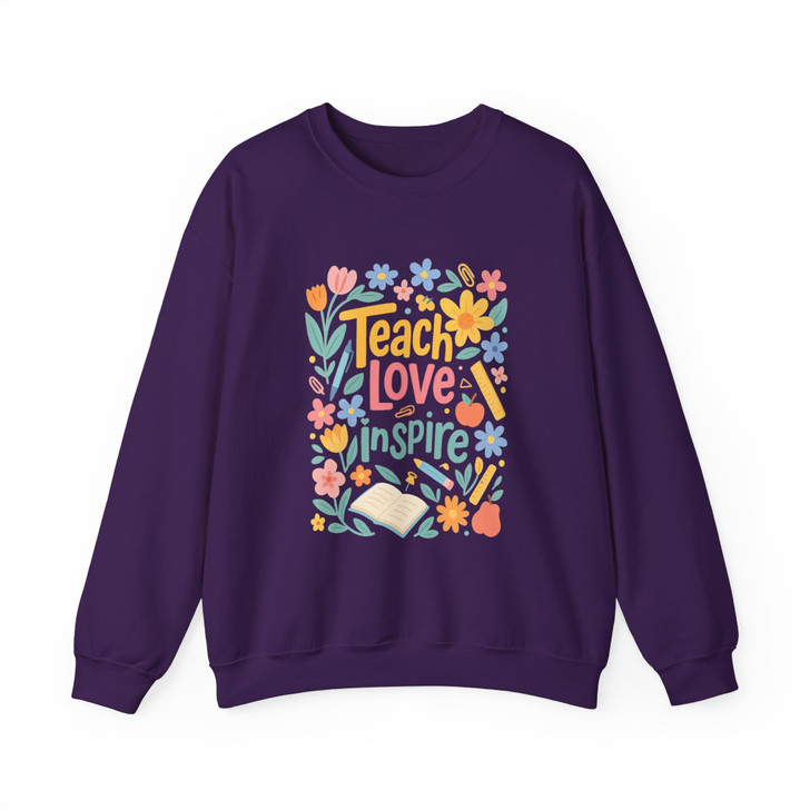 Boho Teacher Love Inspire Sweatshirt Retro Floral Adult S-5XL