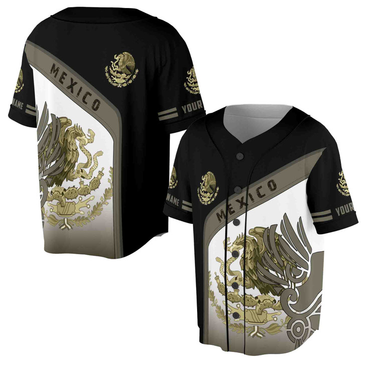 Custom Name Mexico Flag Coat of Arms Of Mexico Baseball Jersey S-5XL