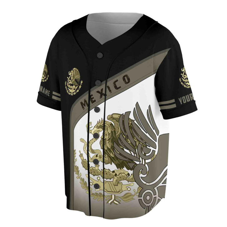 Custom Name Mexico Flag Coat of Arms Of Mexico Baseball Jersey S-5XL