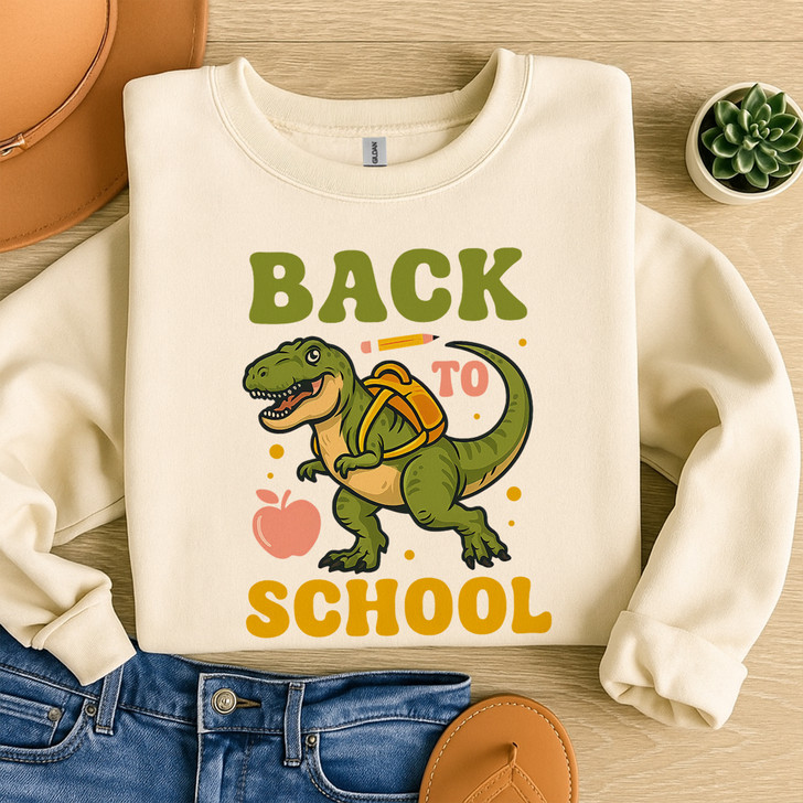 Trendy Back To School Dinosaur Teacher Sweatshirt Adult S-5XL