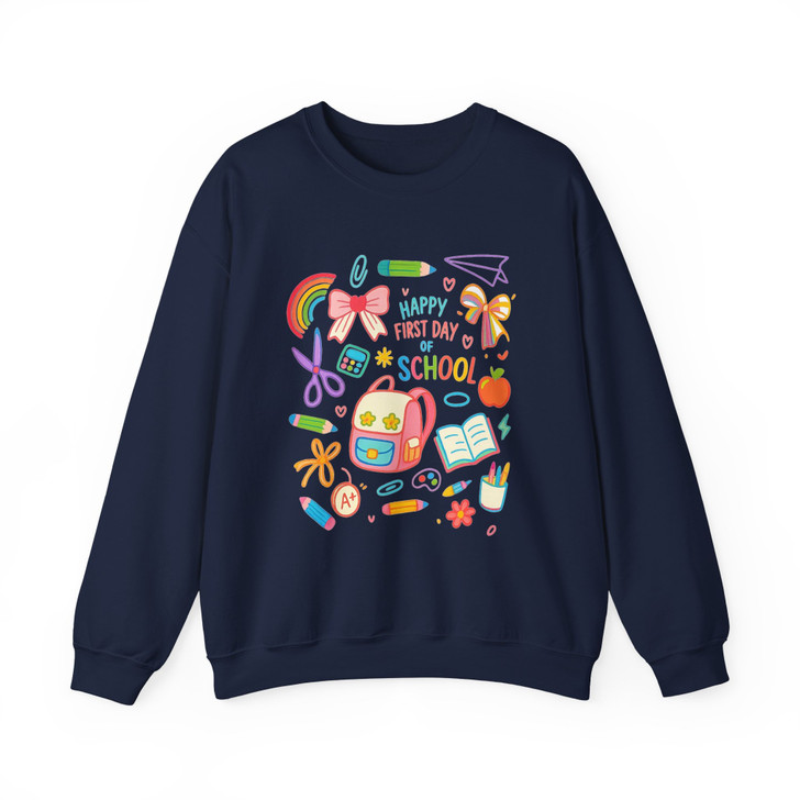 Retro Preppy Teacher Classroom Doodle Sweatshirt Adult S-5XL