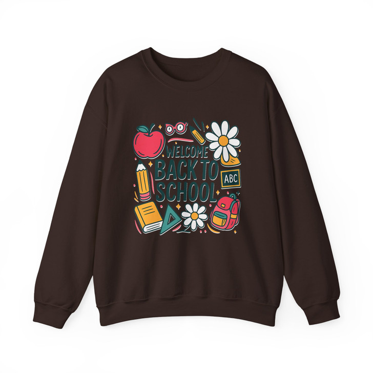 Watercolor Back To School Teacher Sweatshirt Adult S-5XL