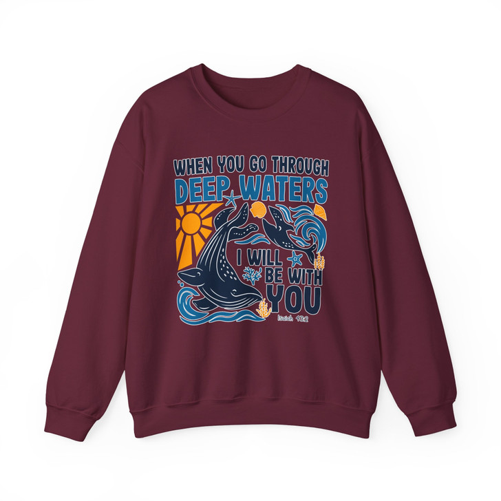 Isaiah 43 2 Ocean Christian Sweatshirt Adult S-5XL