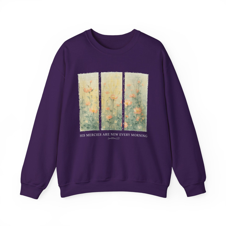 His Mercies Are New Floral Sweatshirt Adult S-5XL