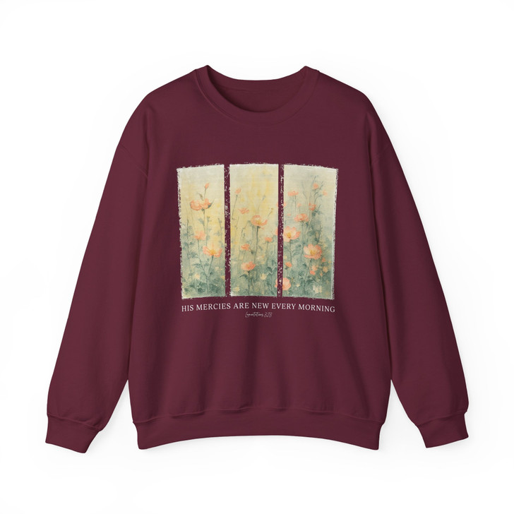 His Mercies Are New Floral Sweatshirt Adult S-5XL