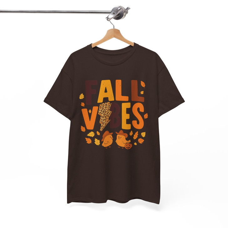 Fall Vibes Cheetah Pumpkin Thanksgiving Shirt Adult T Shirt S-5XL