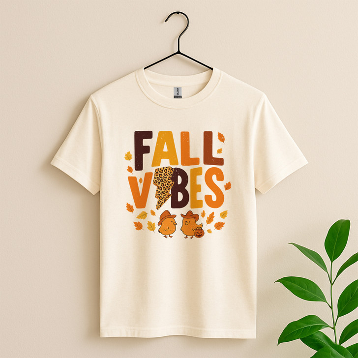 Fall Vibes Cheetah Pumpkin Thanksgiving Shirt Adult T Shirt S-5XL