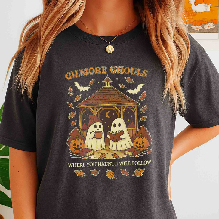 Gilmore Ghouls Halloween Shirt Cute Reading Ghosts Spooky Fall Pumpkin T-Shirt S-5XL