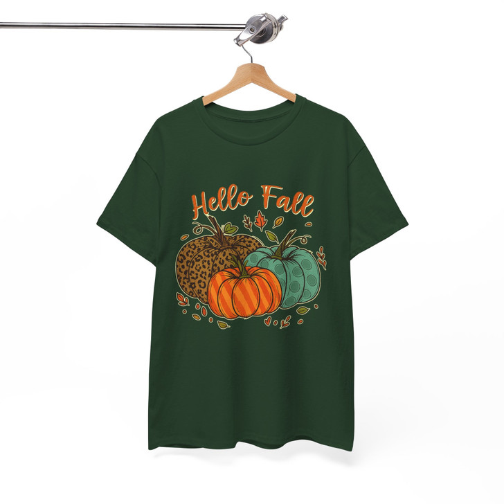 Hello Fall Shirt Cute Thanksgiving Family Outfit Autumn T-Shirt S-5XL