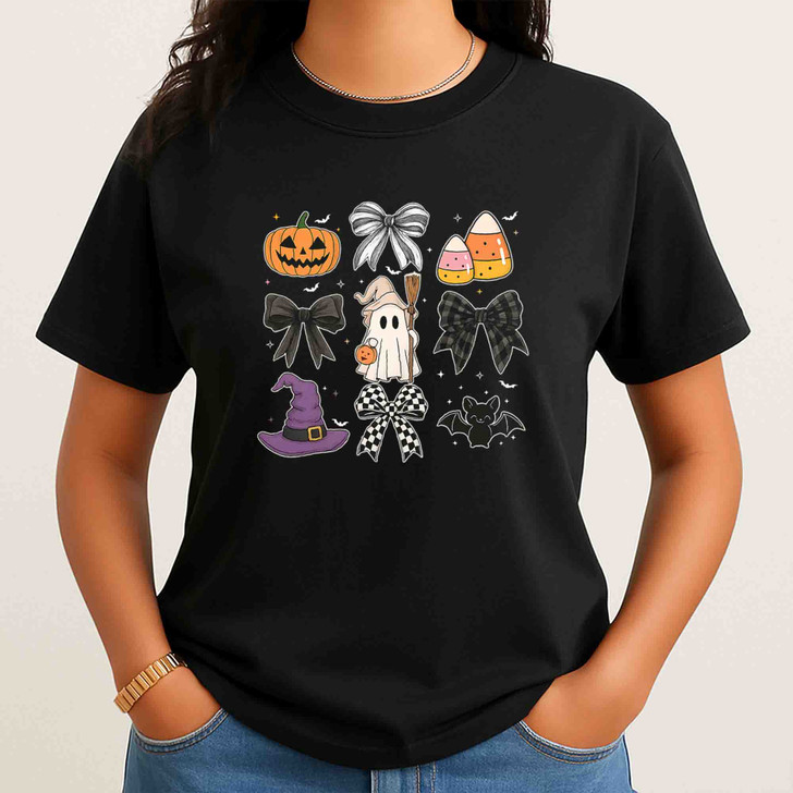 Cute Halloween Pumpkin Ghost Shirt Candy Corn Fall T-Shirt S-5XL