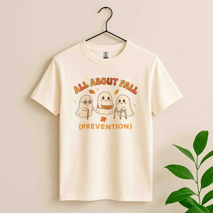 Ghost All About Fall Prevention Shirt Occupational Therapy Halloween T-Shirt S-5XL