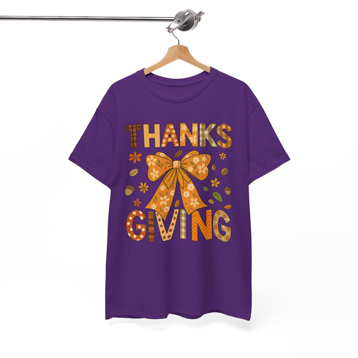 Thanksgiving Bow Shirt Cute Fall Family Matching T-Shirt S-5XL