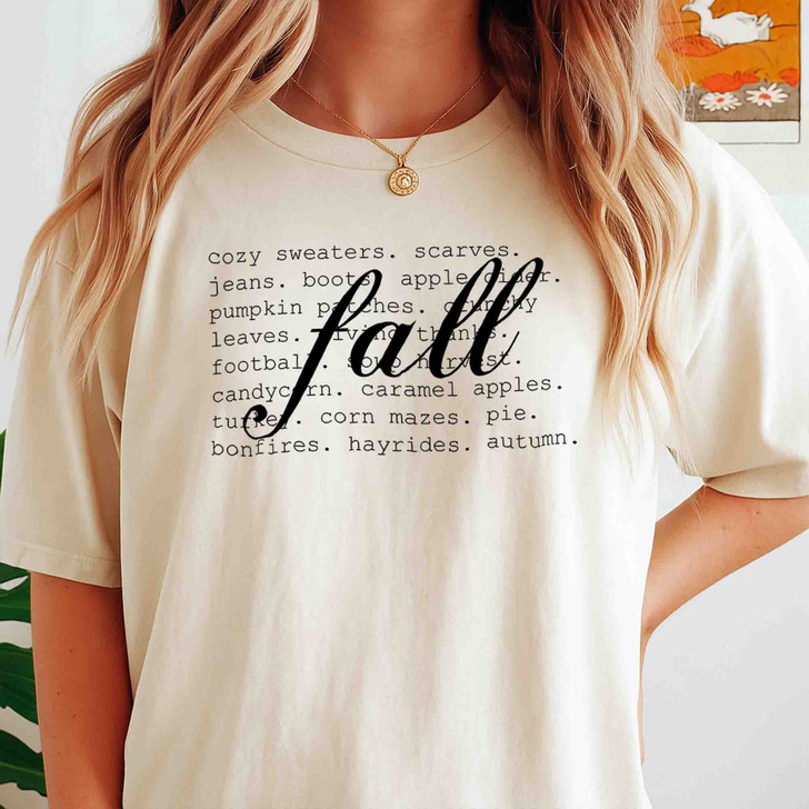 Cozy Fall Shirt Autumn Favorite Words Thanksgiving T-Shirt S-5XL