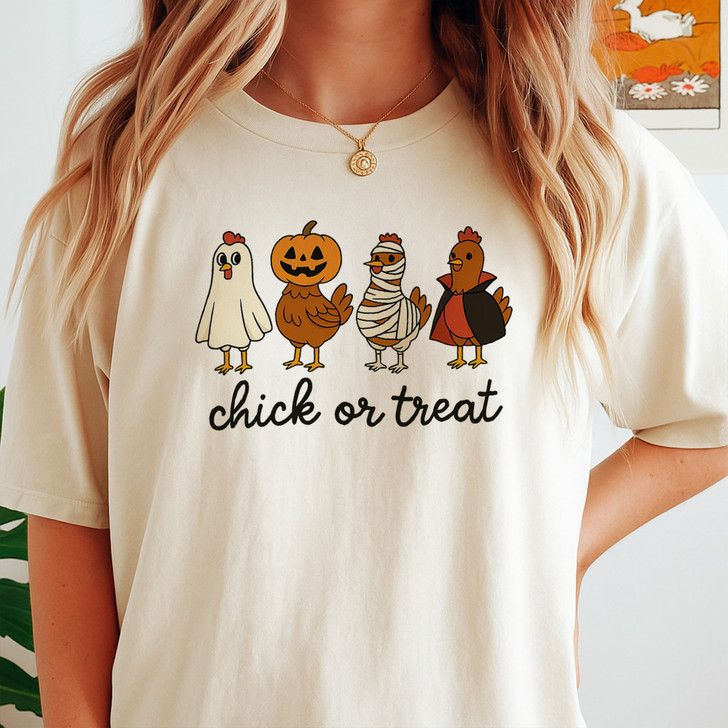 Chick Or Treat Halloween Shirt Funny Chicken Costume T-Shirt S-5XL