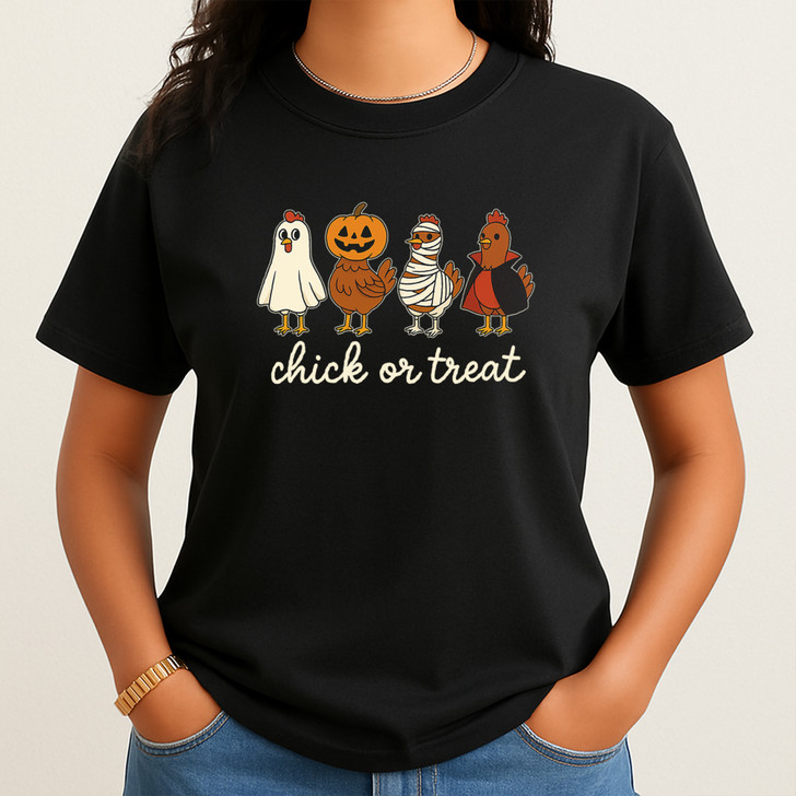 Chick Or Treat Halloween Shirt Funny Chicken Costume T-Shirt S-5XL