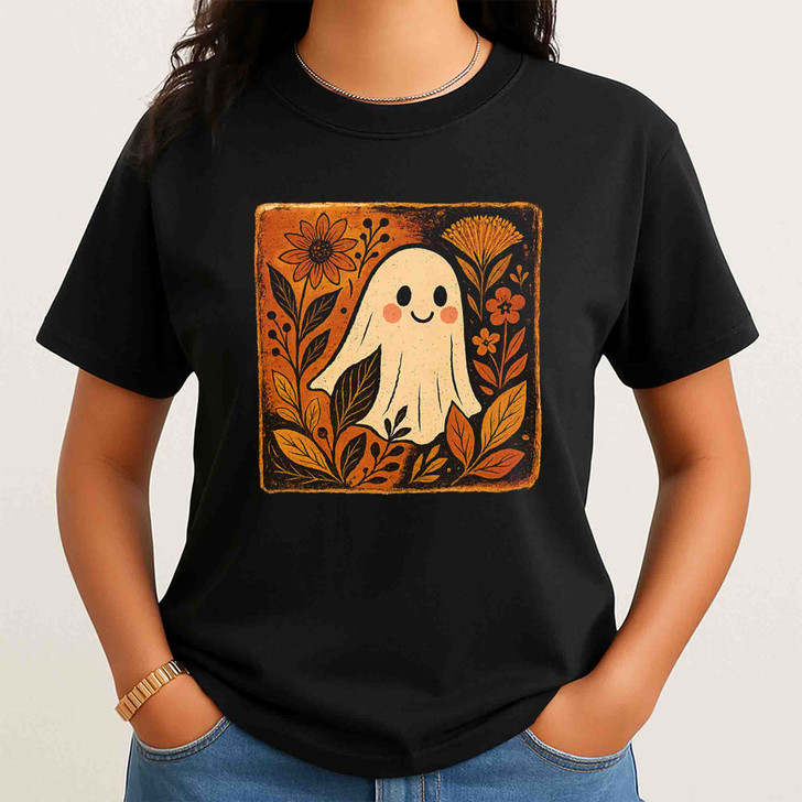 Spooky Chicken Halloween Shirt Cute Ghost Fall Farm T-Shirt S-5XL