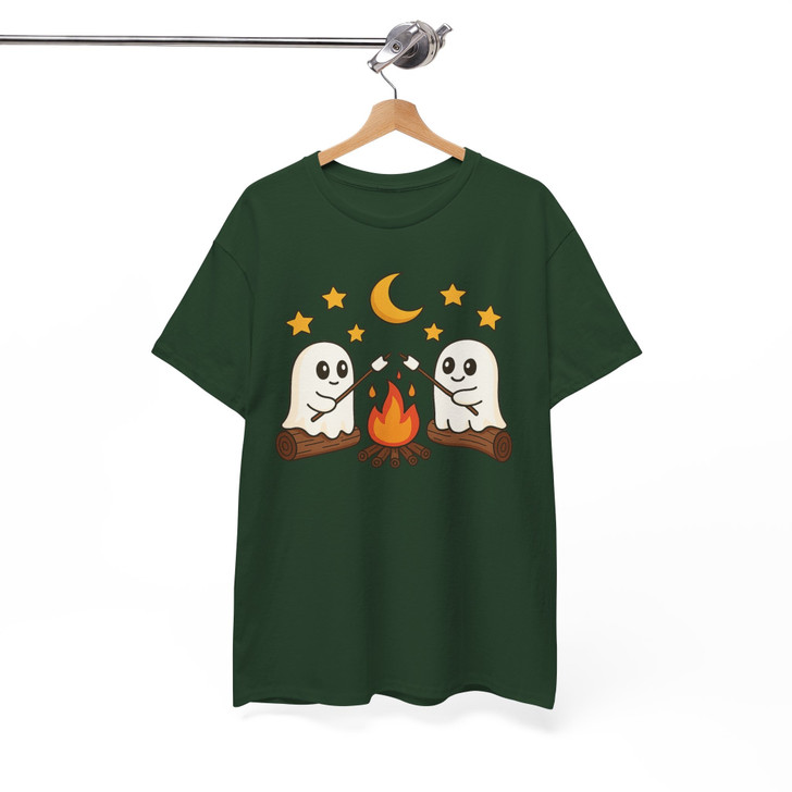 Cute Ghost Campfire Halloween Shirt Cozy Fall T-Shirt S-5XL
