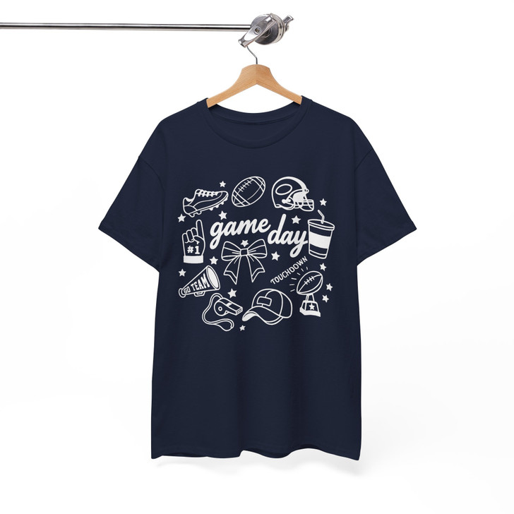 Football Doodles Shirt Hand Drawn Game Day T-Shirt S-5XL