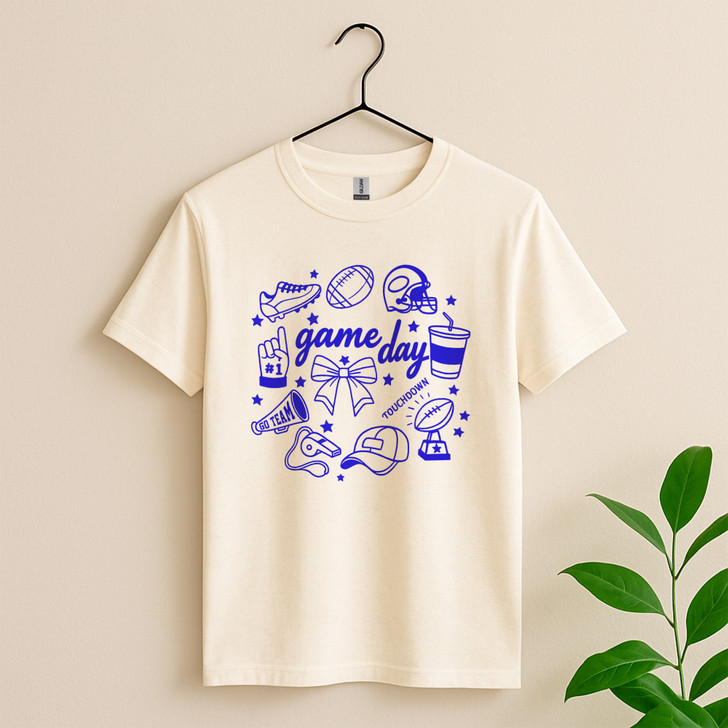 Football Doodles Shirt Hand Drawn Game Day T-Shirt S-5XL