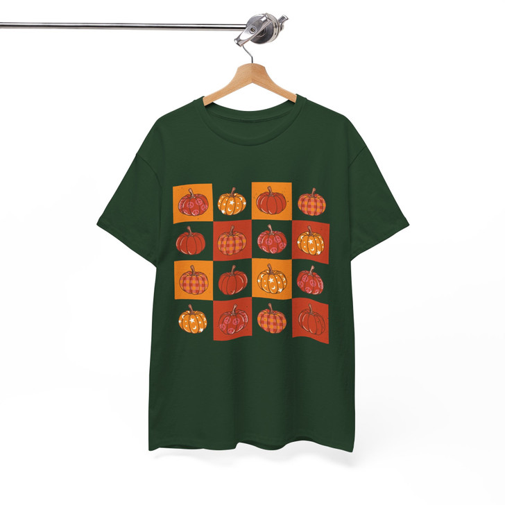 Retro Fall Pumpkins Shirt Vintage Checkered Autumn T-Shirt S-5XL