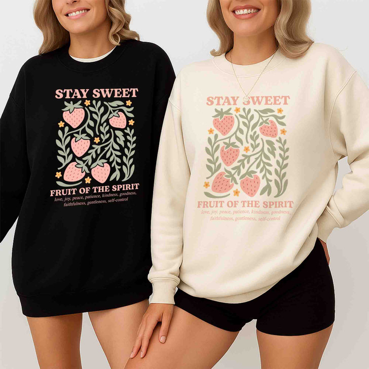 Boho Christian Strawberry Fruits Sweatshirt Adult S-5XL