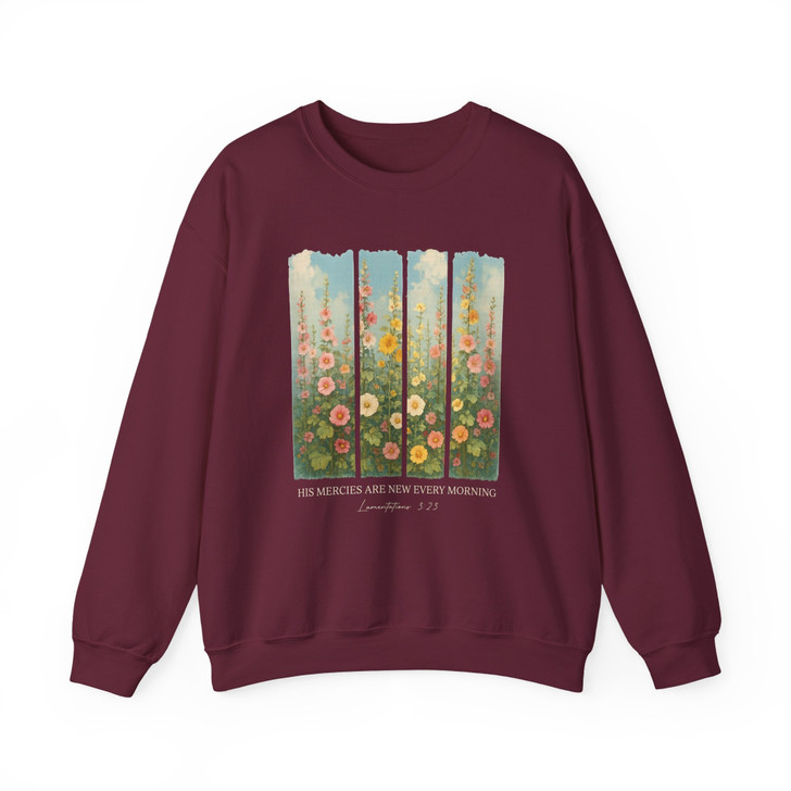 His Mercies Are New Retro Floral Sweatshirt Adult S-5XL