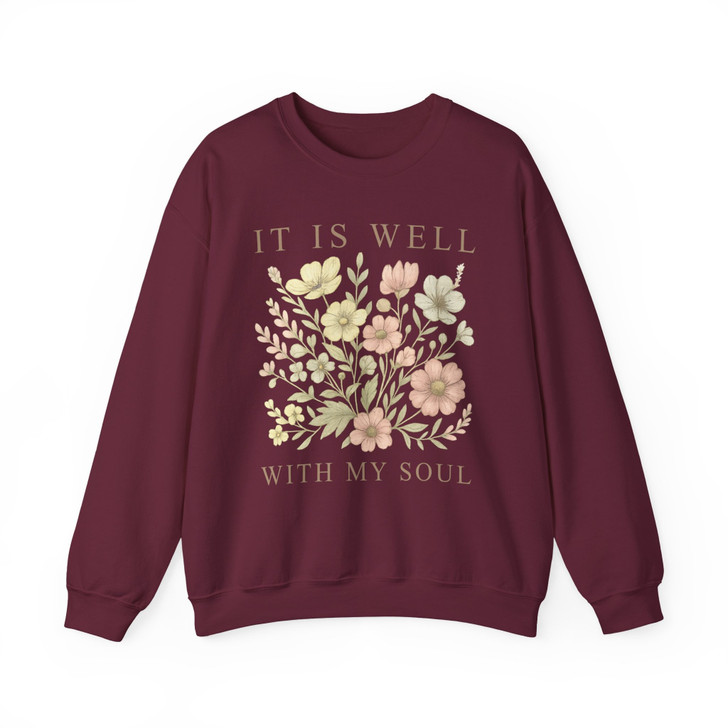 It Is Well With My Soul Vintage Floral Sweatshirt Adult S-5XL