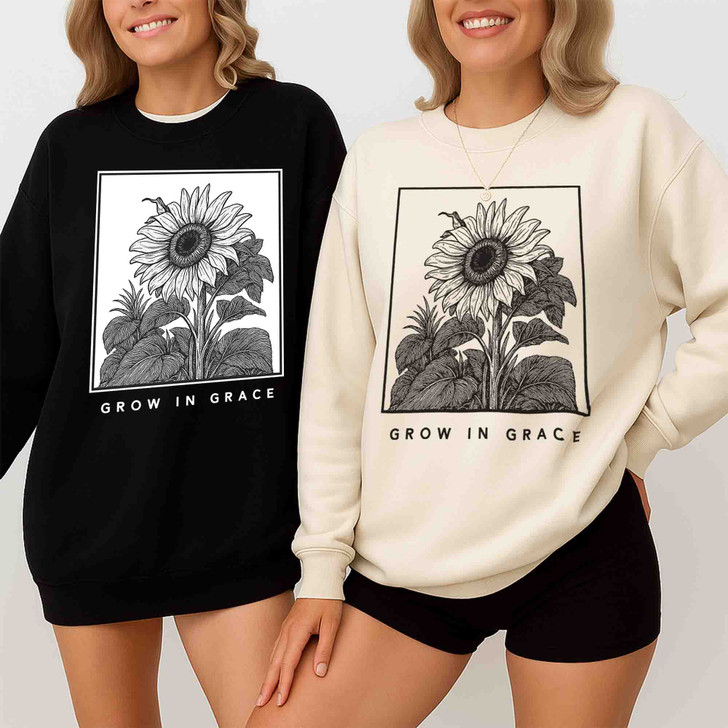 Grow In Grace Sunflower Sweatshirt Adult S-5XL