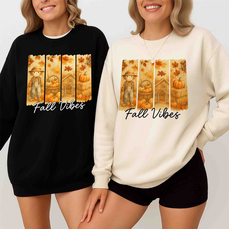 Cute Scarecrow Fall Vibes Sweatshirt Adult S-5XL