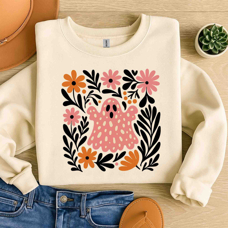 Boho Ghost Pink Halloween Sweatshirt Adult S-5XL