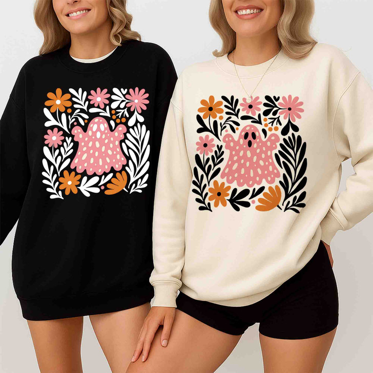 Boho Ghost Pink Halloween Sweatshirt Adult S-5XL