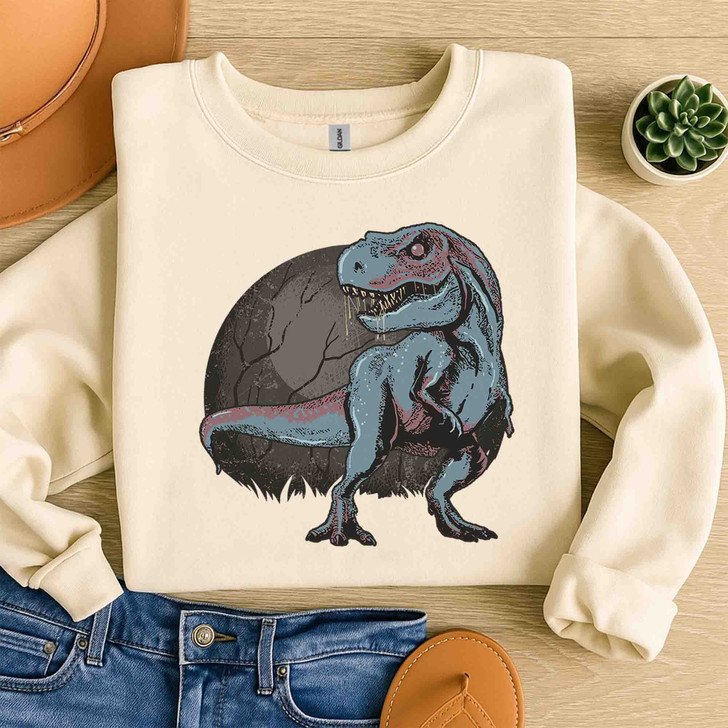 Velociraptor Dinosaur Vintage Sweatshirt Adult S-5XL
