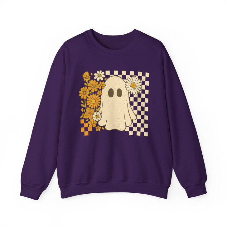 Checkered Ghost Halloween Sweatshirt Adult S-5XL