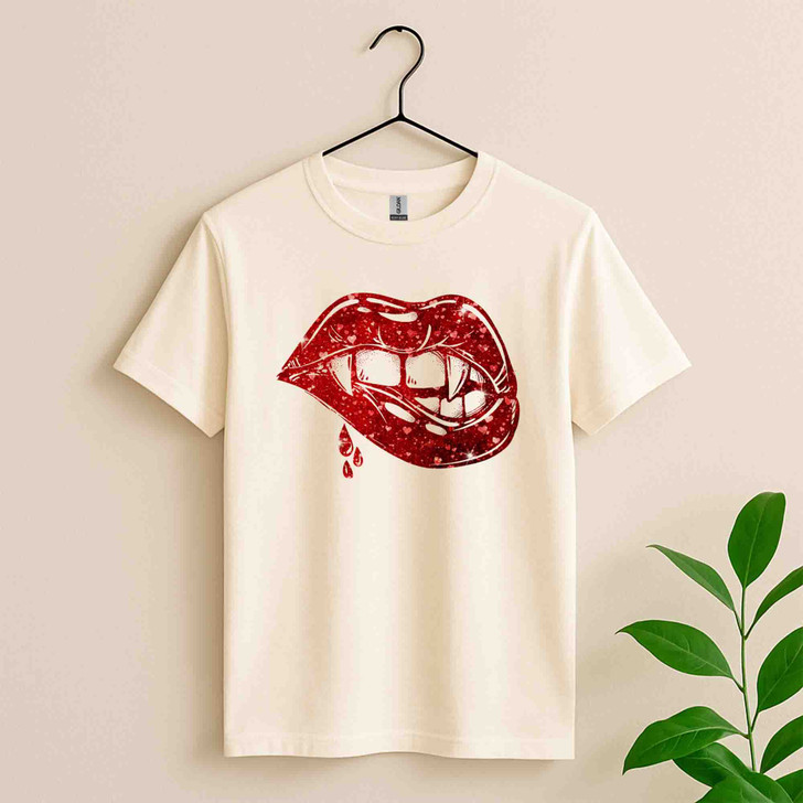 Vampire Lips Shirt Cute Halloween Gothic T-Shirt S-5XL