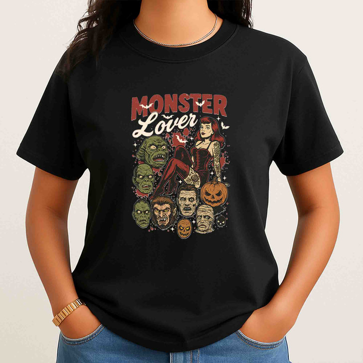 Monster Lover Halloween Shirt Vintage Horror T-Shirt S-5XL