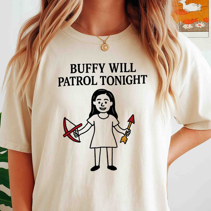 Buffy Will Patrol Tonight Shirt Funny Vampire Slayer T-Shirt S-5XL