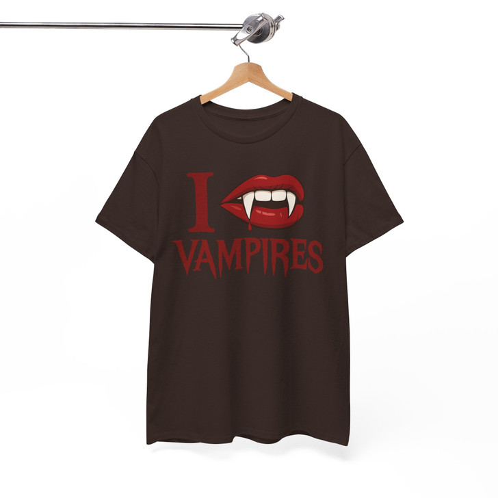 I Love Vampires Shirt Gothic Fang Lips T-Shirt S-5XL