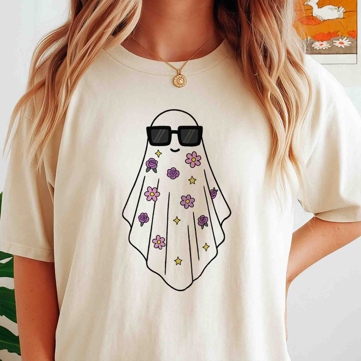 Floral Ghost Spooky Season Halloween Shirt Adult T-Shirt S-5XL