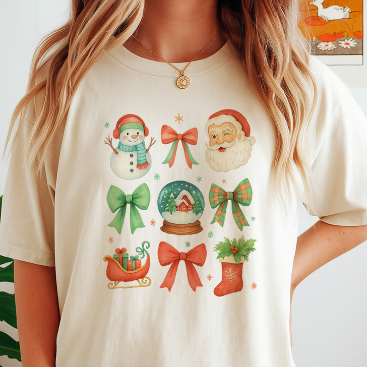 Merry Christmas Cute Santa Holiday Family Xmas Winter T-shirt S-5XL