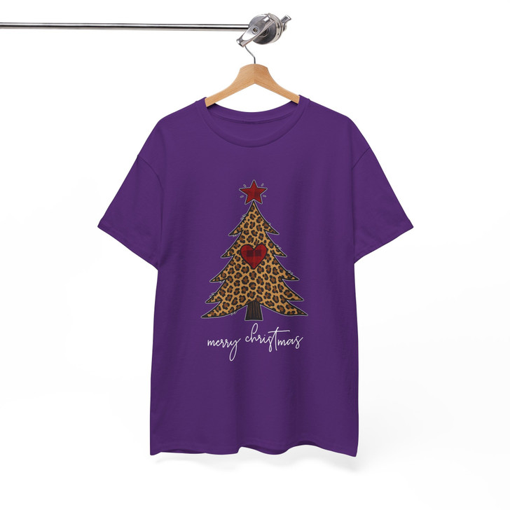 Christmas Tree Leopard Cozy Holiday Festive Shirt T-shirt S-5XL