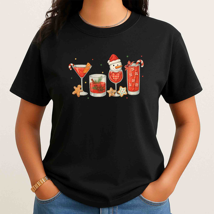 Christmas Cocktails Funny Holiday Party Shirt T-shirt S-5XL