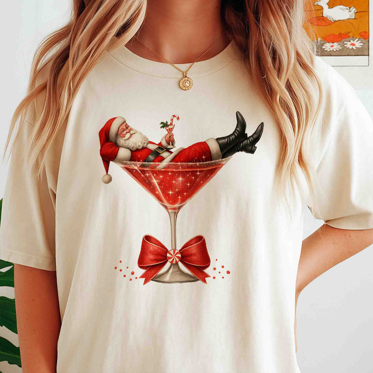 Santa's Hot Mess Funny Christmas Martini Shirt T-shirt S-5XL
