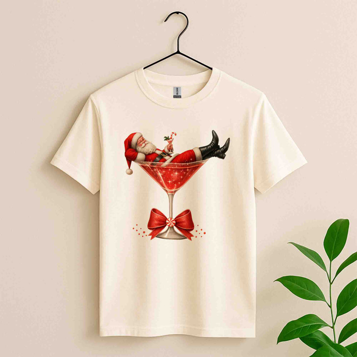 Santa's Hot Mess Funny Christmas Martini Shirt T-shirt S-5XL