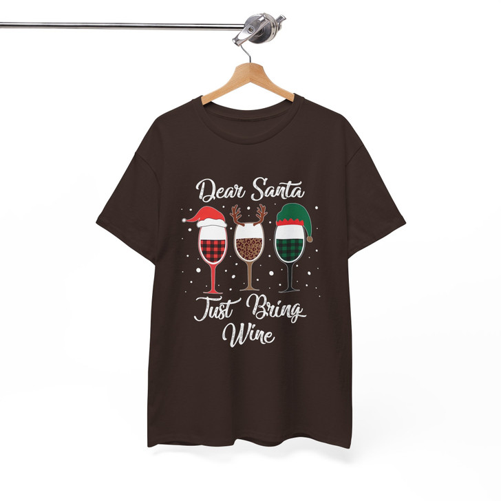 Dear Santa Just Bring Wine Funny Christmas Shirt T-shirt S-5XL